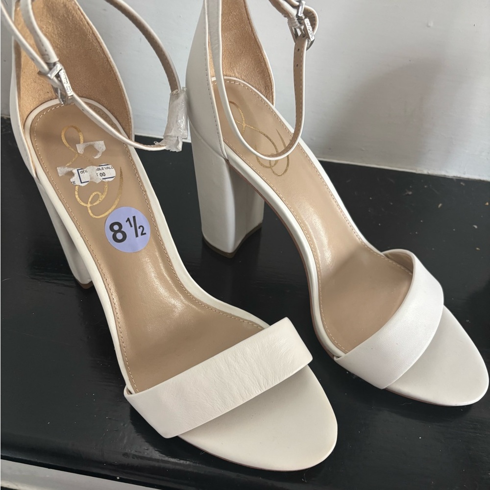 Elegant White Block Heel Sandals